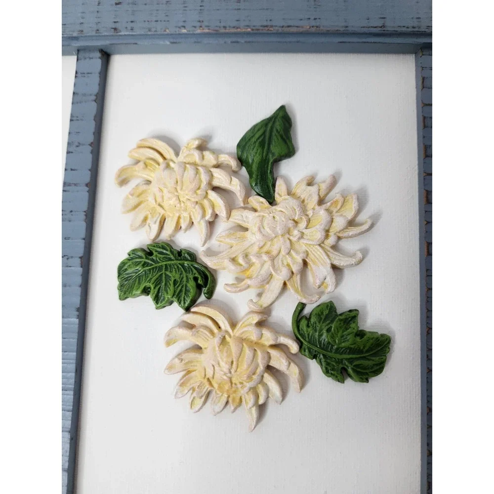 Fetco Home Decor 3D Flowers Wall Art Canvas Wood Framed Cottagecore BOHO